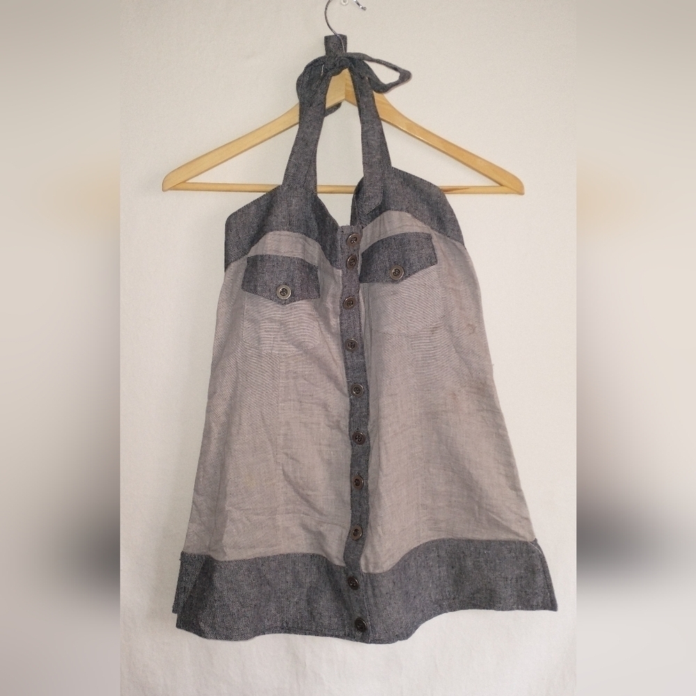 Copper Key Gray and White Halter Top Size Small